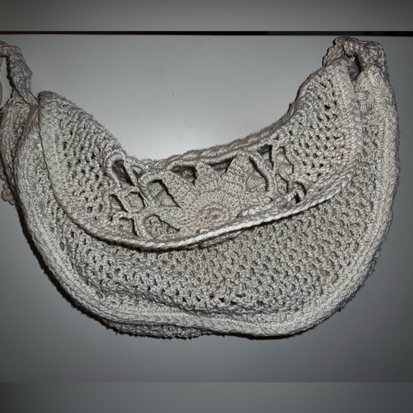 Zara Cream Macrame Crochet Knit Tote - Picture 6 of 6